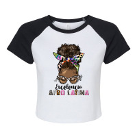 Afro Messy Bun Excelencia Afro Latina Raglan Crop Top | Artistshot