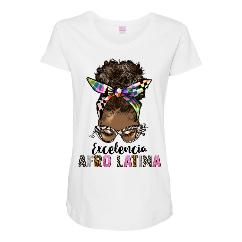 Afro Messy Bun Excelencia Afro Latina Maternity Scoop Neck T-shirt by HRA Design Shop | Artistshot