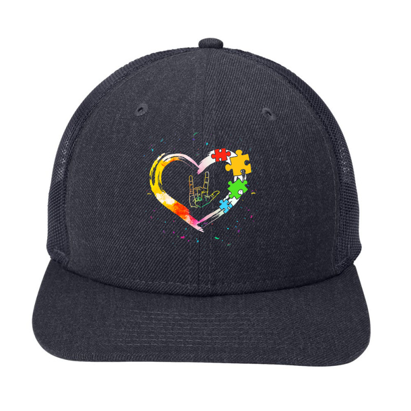 Autism Awareness Special Ed Teacher Asl Sign Language Puzzle Snapback Trucker Cap by LeiThompson | Artistshot