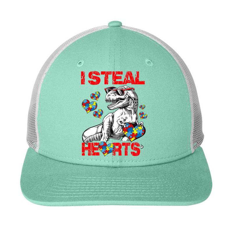 I Steal Hearts Autism Awareness Dinosaur Trex Snapback Trucker Cap | Artistshot