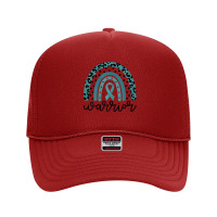 Womens Warrior Cute Teal Rainbow Graphic Ovarian Cancer Awareness T Sh Foam Trucker Hat | Artistshot