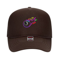 Colorful Neon Lights Eight Ball Billiards Pool T Shirt Mm Foam Trucker Hat | Artistshot