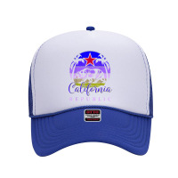 Vintage California Republic Beach Sunset Retro Palm Trees T Shirt Foam Trucker Hat | Artistshot