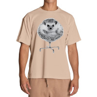 Funny Hedgehog In An Office Chair Ready For Work Fat Animal T Shirt Urban Heavy T-shirt | Artistshot