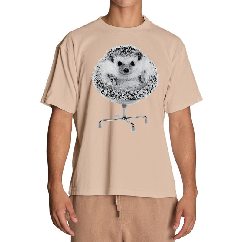 Funny Hedgehog In An Office Chair Ready For Work Fat Animal T Shirt Urban Heavy T-shirt by riogasehzilahiy | Artistshot