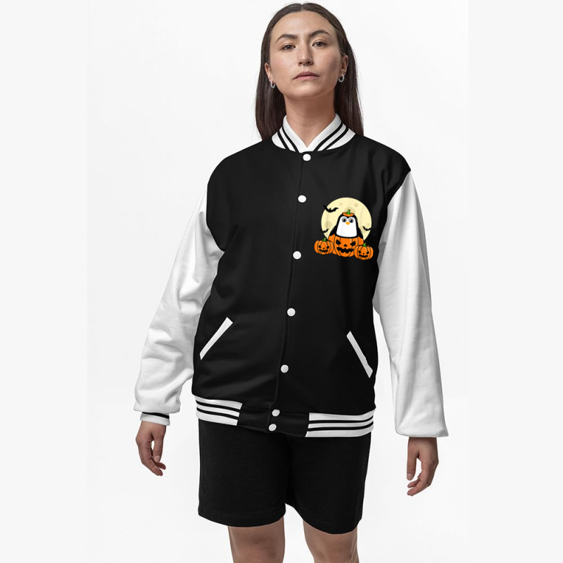 Penguin Pumpkin Moon Bats Costume Cute Easy Halloween Gift T-shirt Bomber Jacket | Artistshot