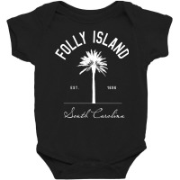 Folly Beach Sc Park Palm Tree Folly Island Gift Pullover Hoodie Baby Bodysuit | Artistshot