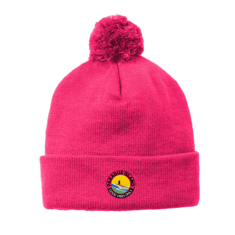 Paradise Island Good Vibes Only Summer Pom Pom Beanie by Disgus_Thing | Artistshot