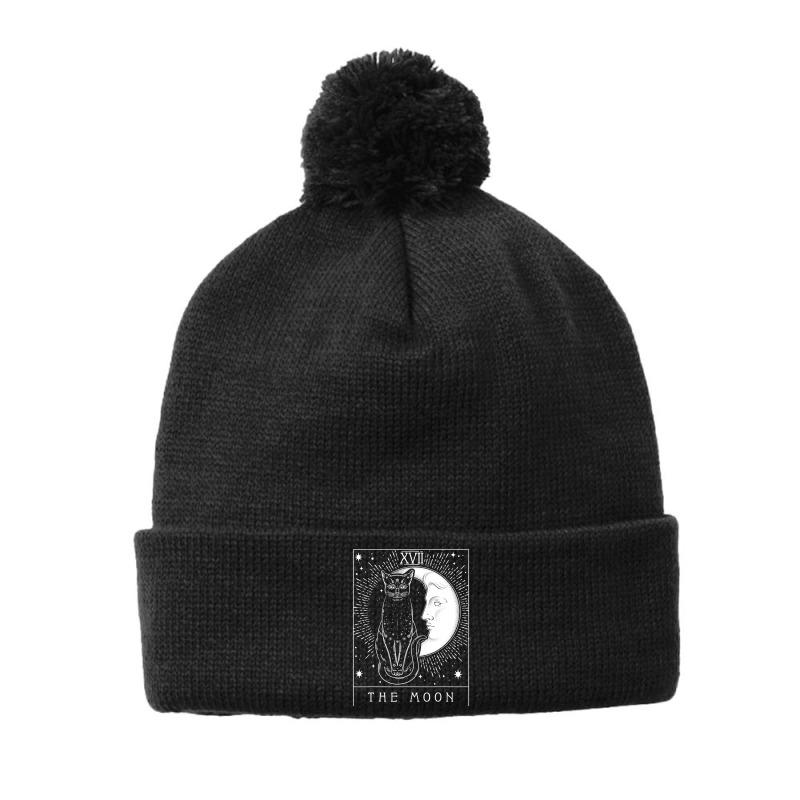 Ta.rot Card Crescent Moon And Cat Graphic T Shirt Pom Pom Beanie by good0396 | Artistshot