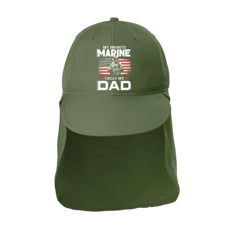 My Favorite Marine Calls Me Dad T  Shirt Father's Day Flag My Favorite Sun Shade Cap by brandycassin456 | Artistshot