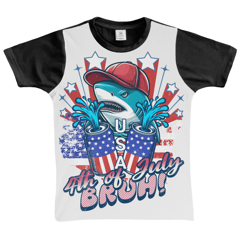 Bruh Shark 4th Of July Graphic Youth T-shirt by pureneuralart | Artistshot