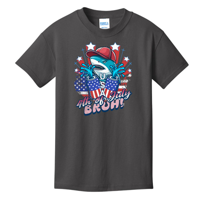 Bruh Shark 4th Of July Basic Youth T-shirt by pureneuralart | Artistshot