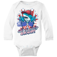 Bruh Shark 4th Of July Long Sleeve Baby Bodysuit | Artistshot