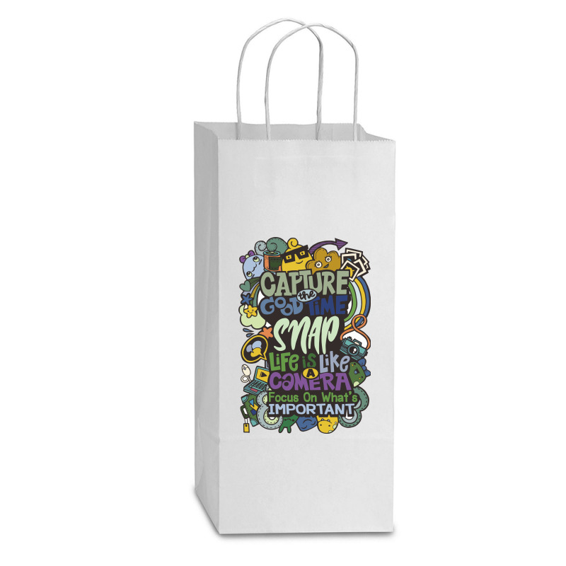 Camra Is Life Double Wine Paper Bag - 6 1/2 X 3 1/2 X 12 3/8 | Artistshot