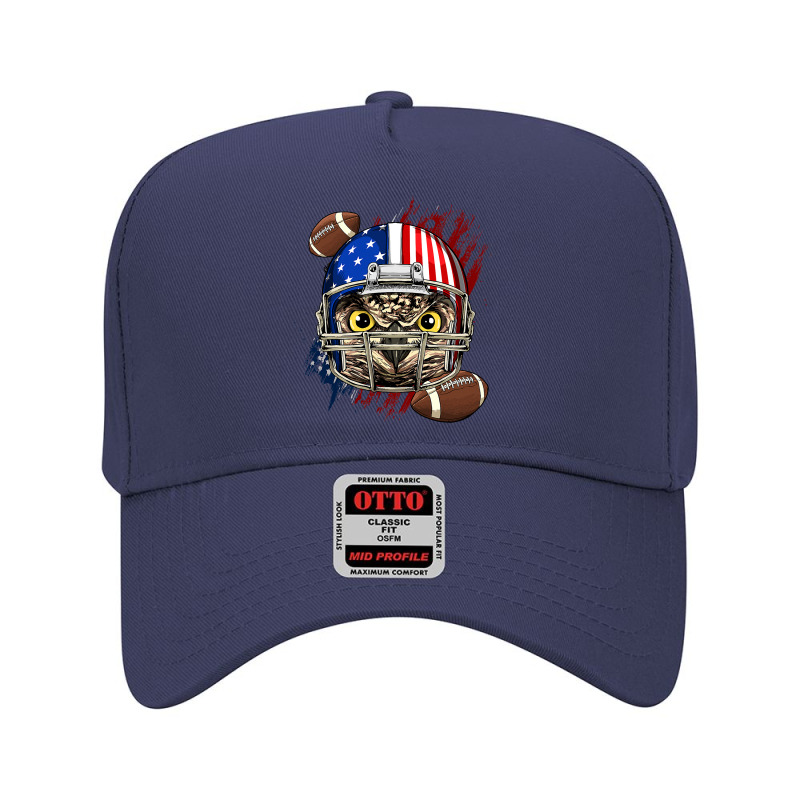 American Football Player Owl Bird Patriotic Animal Owl Lover Adjustable Baseball Cap by peafowl | Artistshot