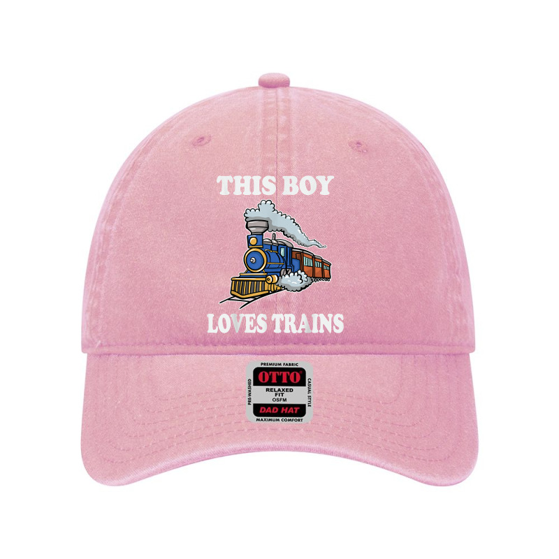 This Boy Loves Trains Gift Train Wagon Lover Gifts T Shirt Dyed Cap by rainandehay | Artistshot