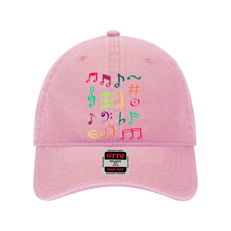 Funny Colorful Musical Notes Symbol Music Lovers Men Women T Shirt Dyed Cap by NatalieRoseHeinz | Artistshot