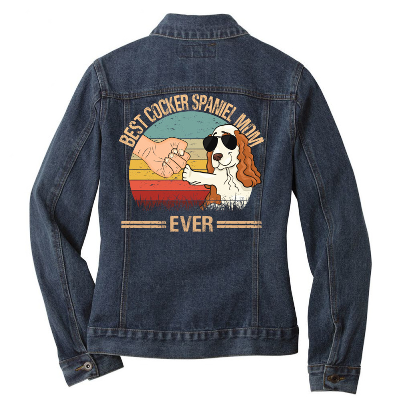 Best Cocker Spaniel Mom Ever Mom Gift Mother's Day Ladies Denim Jacket by UbengArt | Artistshot