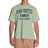 San Mateo California Ca Vintage Sports Design Navy Print Raglan Baseba Urban Heavy T-shirt | Artistshot