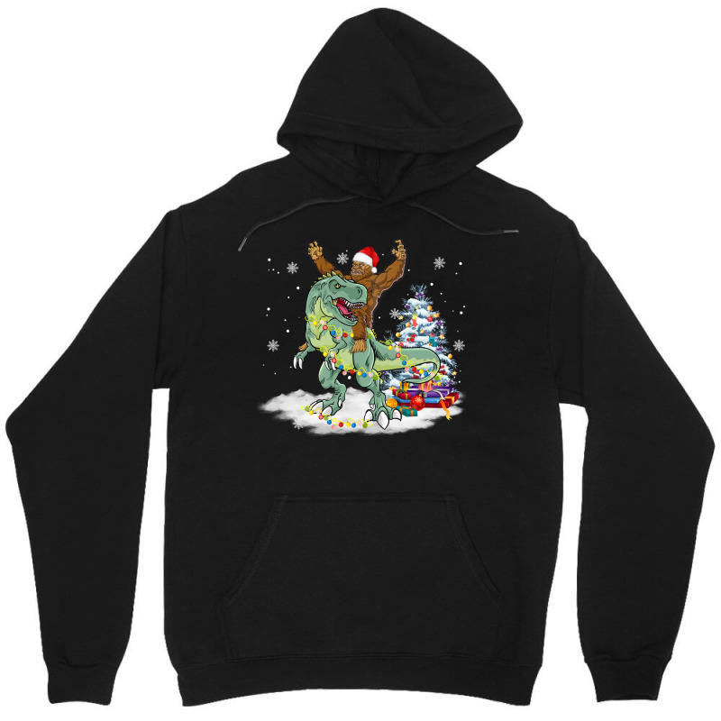 Bigfoot Sasquatch Riding Dinosaur T Rex Christmas Unisex Hoodie | Artistshot