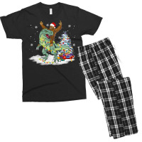 Bigfoot Sasquatch Riding Dinosaur T Rex Christmas Men's T-shirt Pajama Set | Artistshot