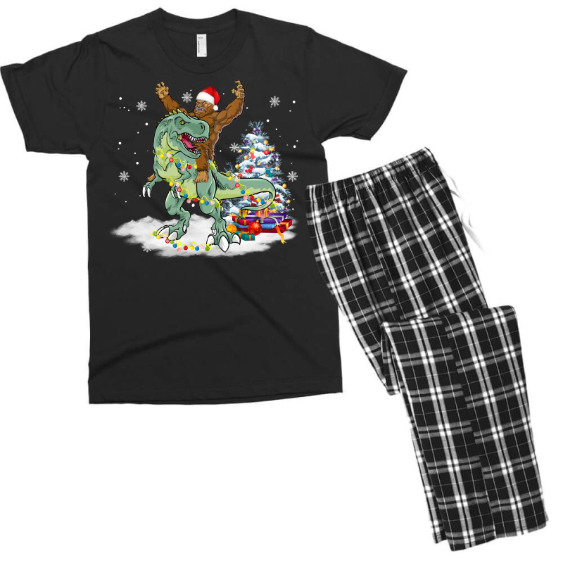 Bigfoot Sasquatch Riding Dinosaur T Rex Christmas Men's T-shirt Pajama Set | Artistshot