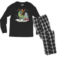 Bigfoot Sasquatch Riding Dinosaur T Rex Christmas Men's Long Sleeve Pajama Set | Artistshot