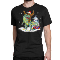 Bigfoot Sasquatch Riding Dinosaur T Rex Christmas Classic T-shirt | Artistshot