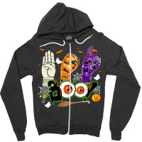 Boo American Sign Language Asl Deaf Halloween Costume Zipper Hoodie | Artistshot