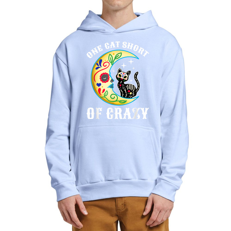 One Cat Short Of Crazy Sugar Skull Moon And Kitten Painting Urban Pullover Hoodie | Artistshot