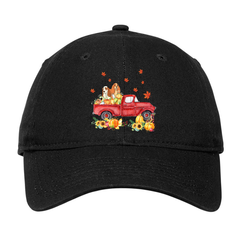 Cocker Spaniel Pumpkin Truck Fall Leaf Thanksgiving Halloween Adjustable Cap by UbengArt | Artistshot