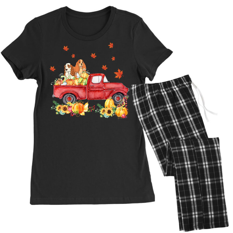 Cocker Spaniel Pumpkin Truck Fall Leaf Thanksgiving Halloween Women's Pajamas Set by UbengArt | Artistshot