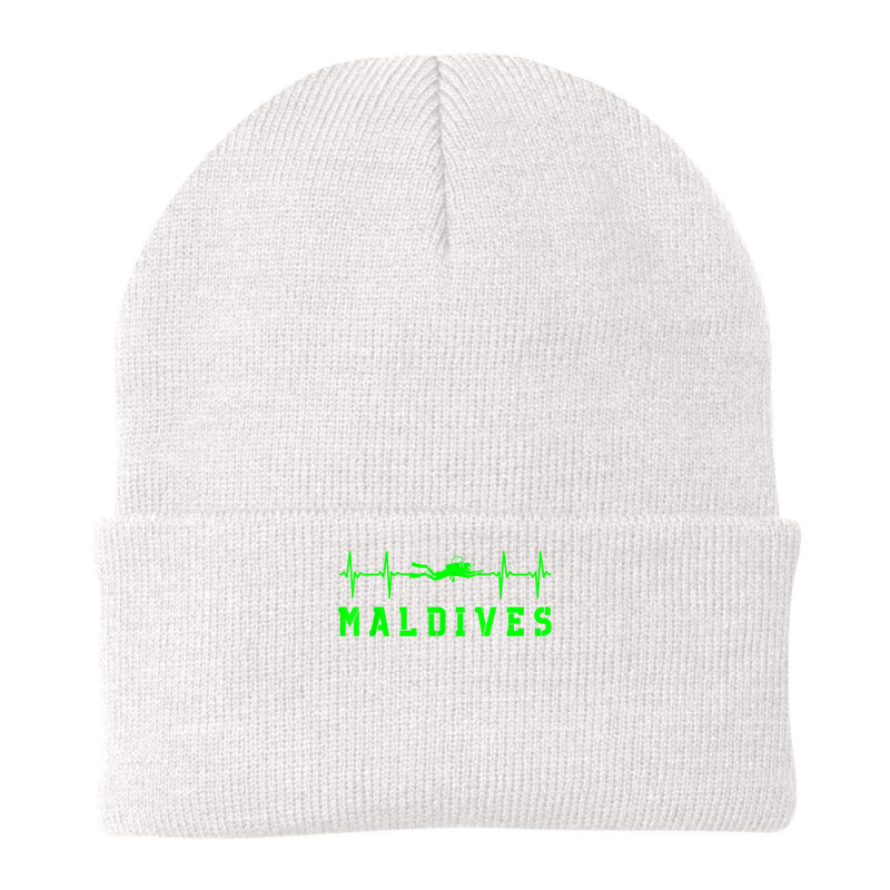 Maldives Scuba Diving Maldives Souvenir Heartbeat Diving T Shirt Beanie | Artistshot