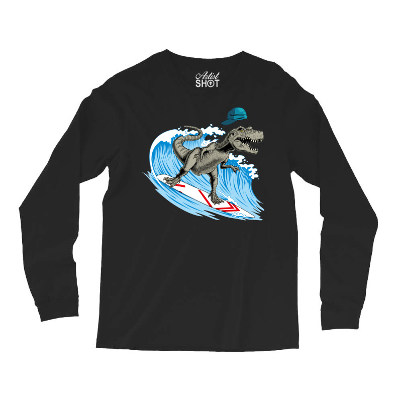 Dinosaur Surfing Dinosaur Lovers Long Sleeve Shirts | Artistshot