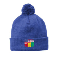 Guinean Roots  Half American Flag  Usa Guinea Flag T Shirt Pom Pom Beanie | Artistshot