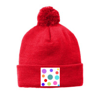 Different Colours And Sizes Circles On White Paper Pom Pom Beanie | Artistshot