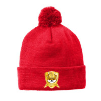 Floki Inu Crypto Currency Baby Dogecoin With Golden Shield Pom Pom Beanie | Artistshot