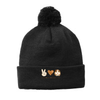 Peace Love Guinea Pigs Lover Peace Sign Hand And Cute Heart Design Pom Pom Beanie | Artistshot