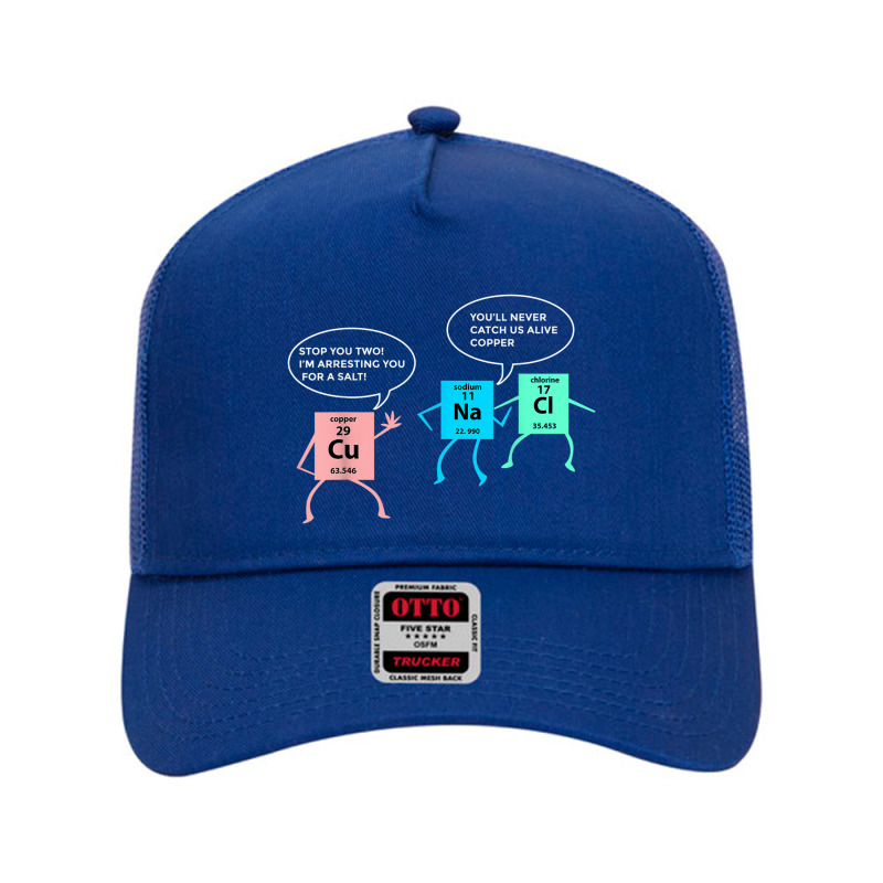 Salt And Copper Police Chemistry Pun Funny Gift Nerd Geek Mesh Back Trucker Hat | Artistshot