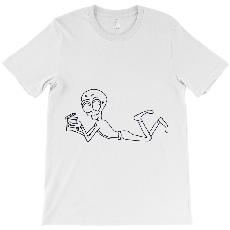 An Alien Lying On While Reading A Book T-Shirt by selos47 | Artistshot