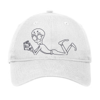 An Alien Lying On While Reading A Book Adjustable Cap | Artistshot