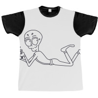 An Alien Lying On While Reading A Book Graphic T-shirt | Artistshot