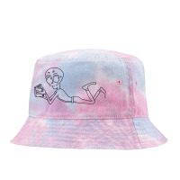 An Alien Lying On While Reading A Book Tie Dyed Bucket Hat | Artistshot