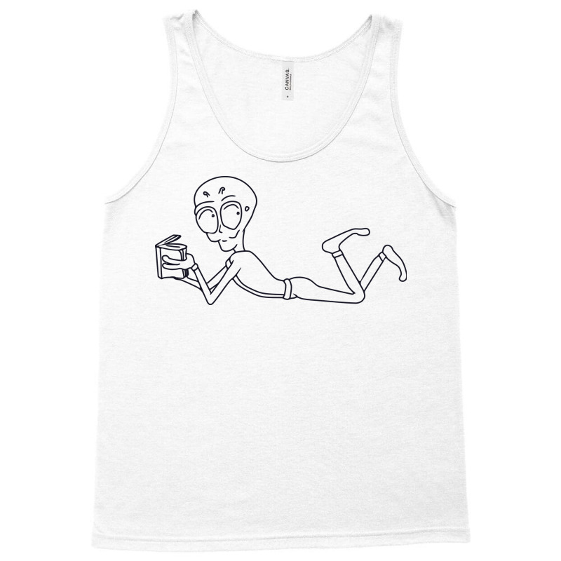 An Alien Lying On While Reading A Book Tank Top by selos47 | Artistshot