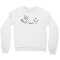 An Alien Lying On While Reading A Book Crewneck Sweatshirt | Artistshot