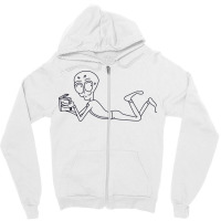 An Alien Lying On While Reading A Book Zipper Hoodie | Artistshot