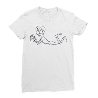 An Alien Lying On While Reading A Book Ladies Fitted T-shirt | Artistshot