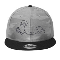 An Alien Lying On While Reading A Book Camo Snapback | Artistshot