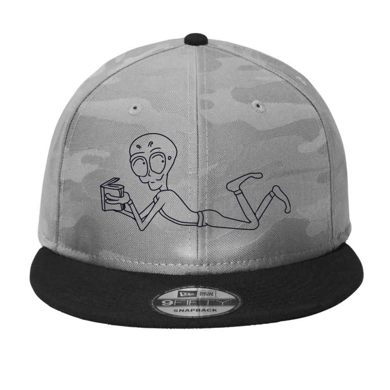 An Alien Lying On While Reading A Book Camo Snapback by selos47 | Artistshot