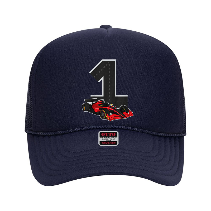 Kids 1 Years Old Kid Race Track Number Racing Car Birthday T Shirt Foam Trucker Hat by survisgn | Artistshot